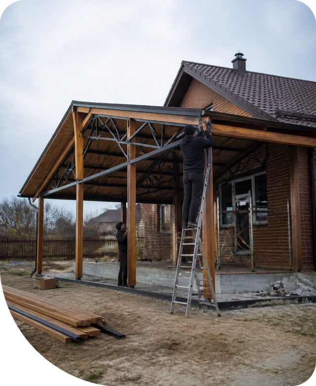 Пристройка навеса к дому и участку в Сланцах под ключ