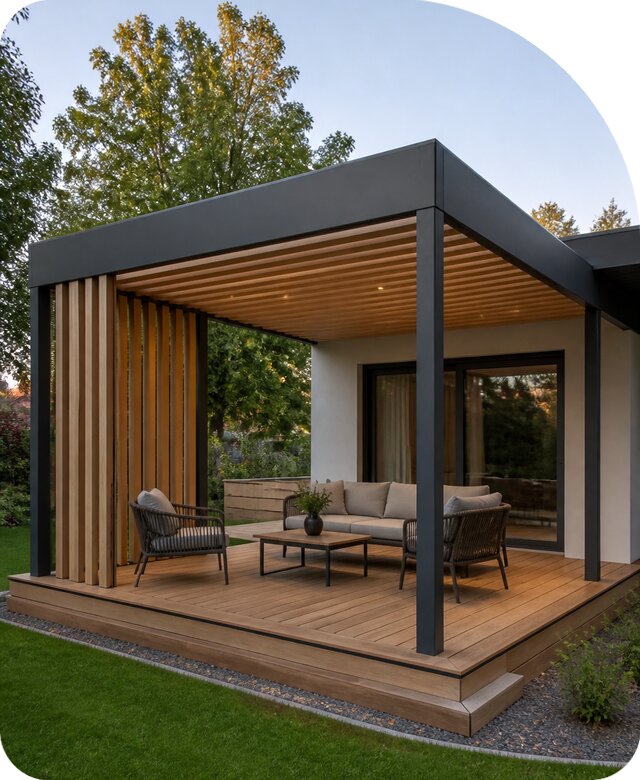 Терраса с навесом под ключ в Сланцах по цене от 87822 р. | РадиДОМА-Слы
